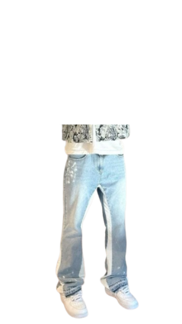 Light-Wash Contrast Side-Stripe Flare Jeans